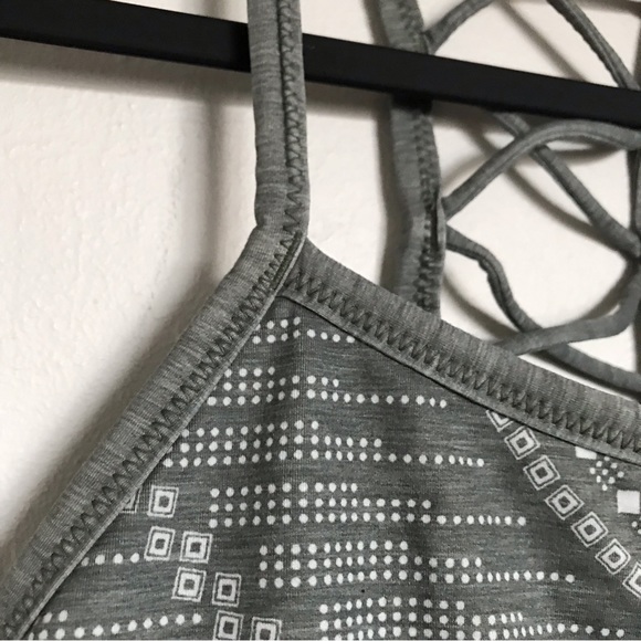 PrAna Green Geometric Print Lattice Back Isaline Sports Bra Size XS - Picture 4 of 12